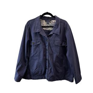 Denim & Co Blue Button Up Long Sleeve Jacket Chore Coat Womens Size 3X